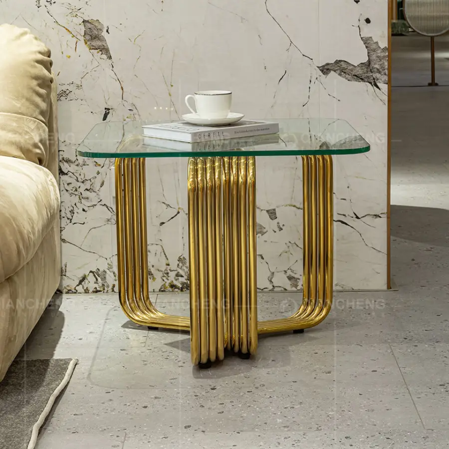 Elegant End Center Table for the Living Room Table Basse Salon Customized Minimalist Bedroom Corner Side Table Tempered Glass — image 3