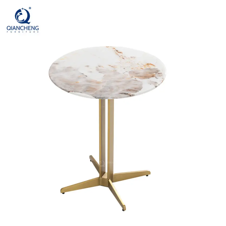Wholesale Sintered Stone Corner Sidetable for Villa Simple Modern Round Small Living Room Side Table With Stainless Stee — view 1