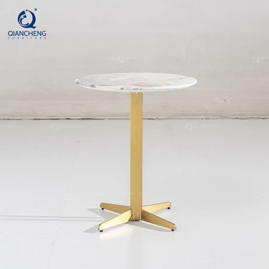 Wholesale Sintered Stone Corner Sidetable for Villa Simple Modern Round Small Living Room Side Table With Stainless Steel Leg — image 5
