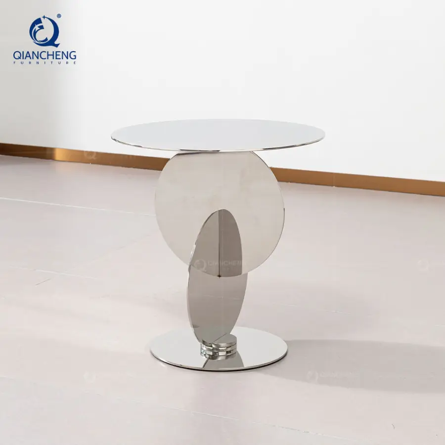 High-End Customized Color Round Coffee Table Newest Creative Personality Stainless Steel Base Titanium Mirror Side Table — image 5