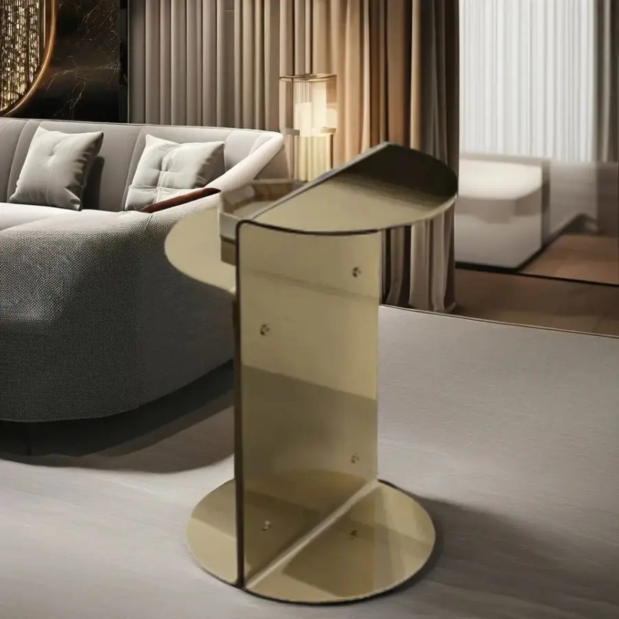 Luxury Design Round Sofa Accent Table Stainless Steel Home Villa Hotel Small Side Table for Living Room Bedroom Hallway — view 1