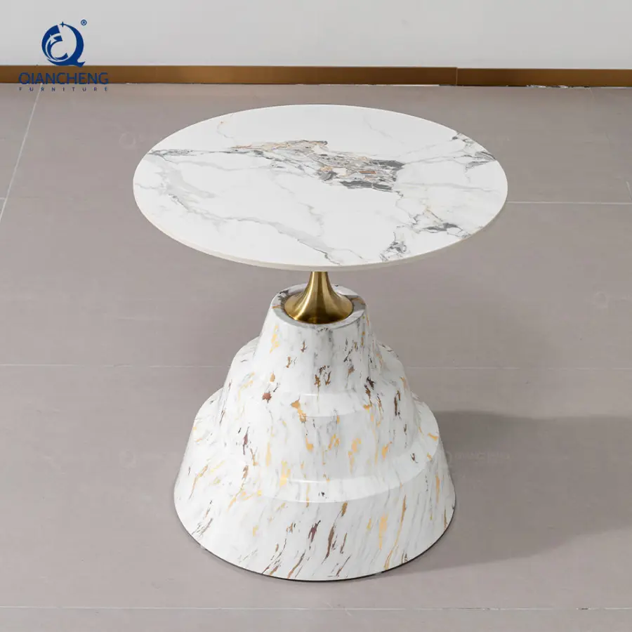 Nordic Quality Hourglass Shaped Round Ceramic Coffee Table Simple Cheap Modern Metal Sofa Tea End Side for Living Room F — view 1