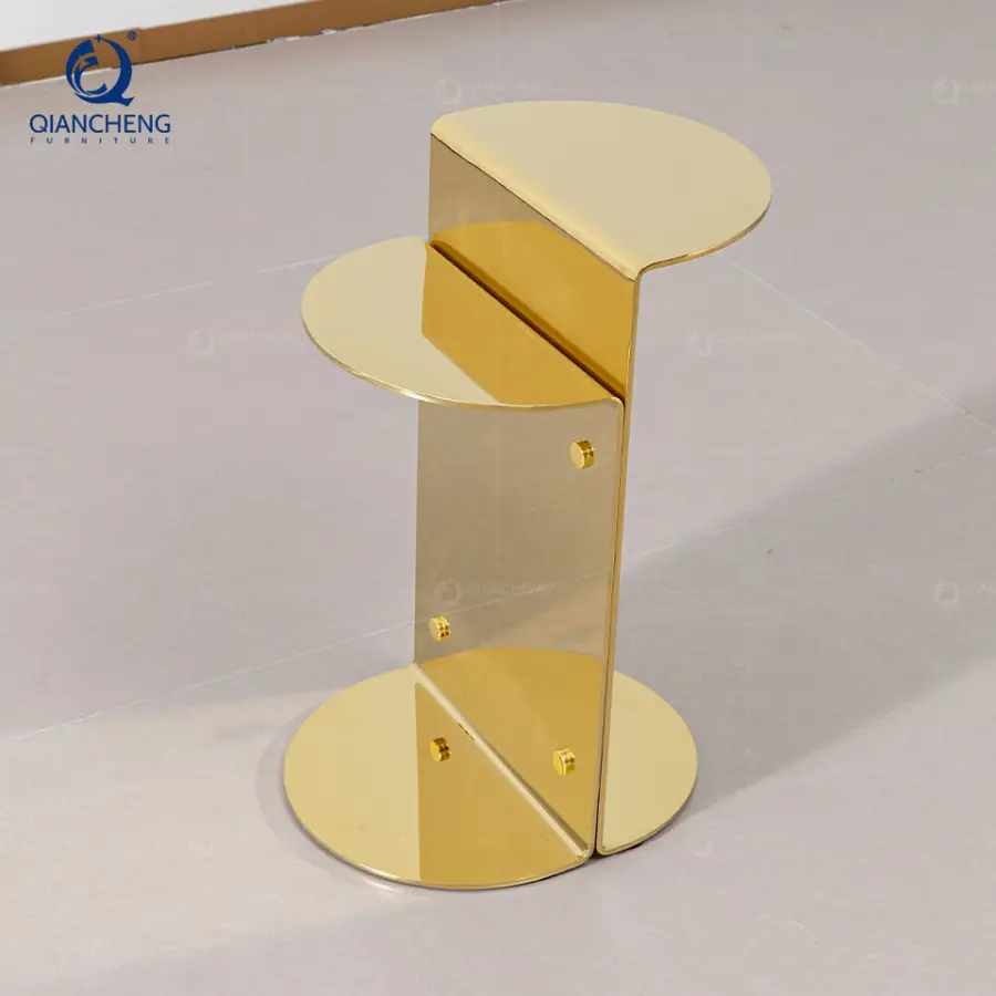 Luxury Design Round Sofa Accent Table Stainless Steel Home Villa Hotel Small Side Table for Living Room Bedroom Hallway — image 3