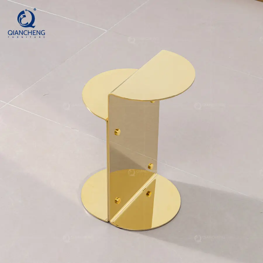 Luxury Design Round Sofa Accent Table Stainless Steel Home Villa Hotel Small Side Table for Living Room Bedroom Hallway — image 4