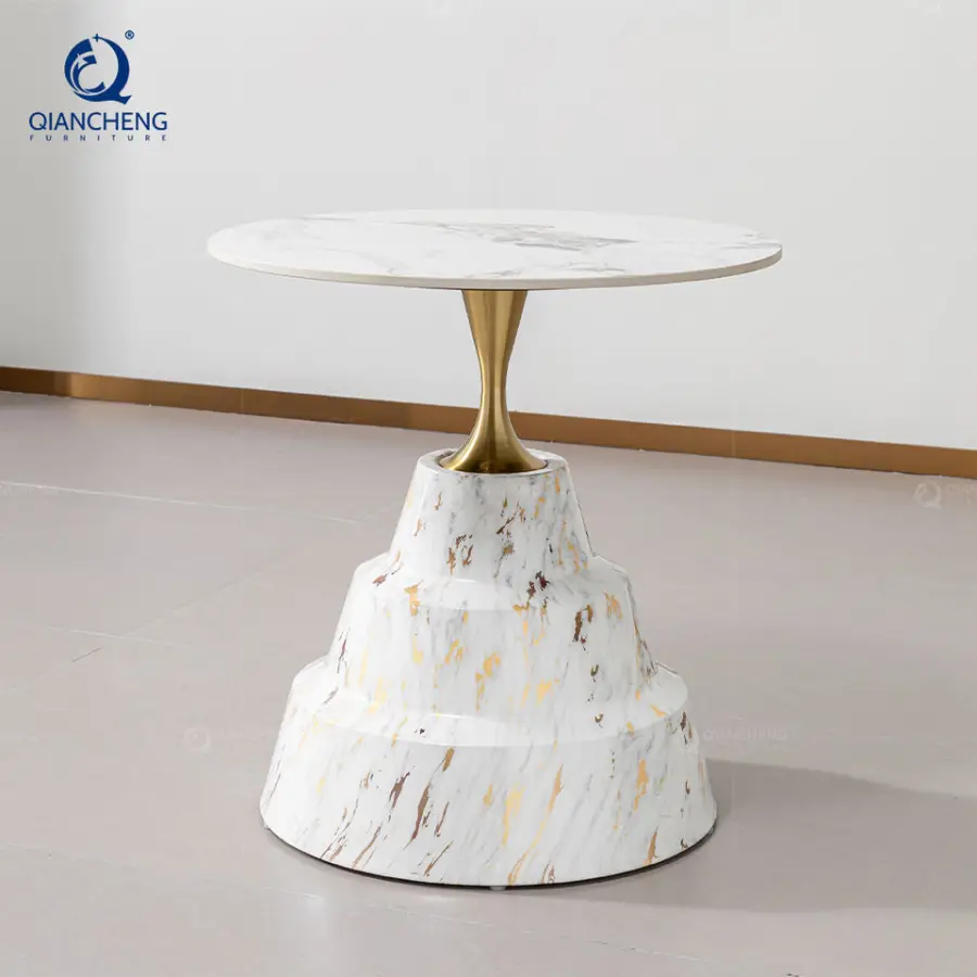 Nordic Quality Hourglass Shaped Round Ceramic Coffee Table Simple Cheap Modern Metal Sofa Tea End Side for Living Room Furniture — image 3