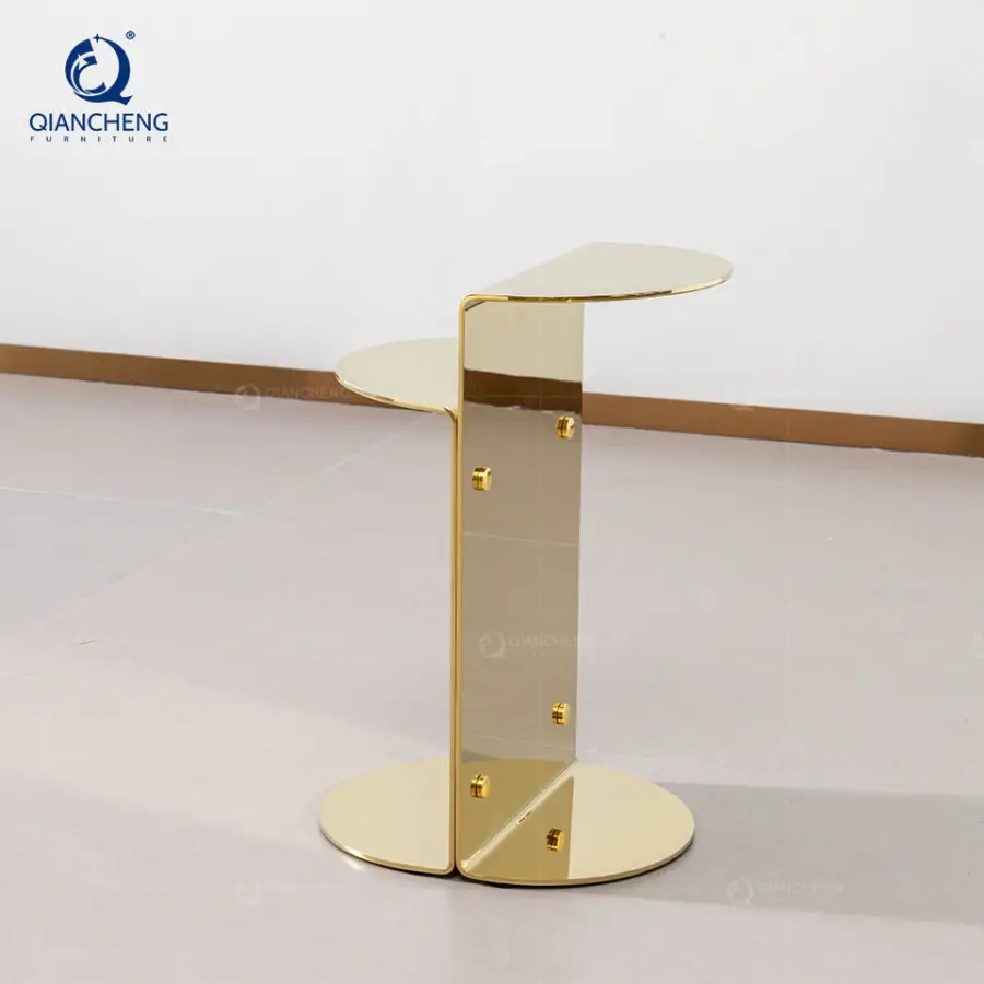 Luxury Design Round Sofa Accent Table Stainless Steel Home Villa Hotel Small Side Table for Living Room Bedroom Hallway — image 5