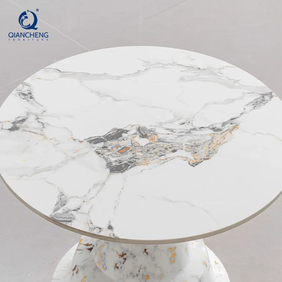 Nordic Quality Hourglass Shaped Round Ceramic Coffee Table Simple Cheap Modern Metal Sofa Tea End Side for Living Room Furniture — image 4