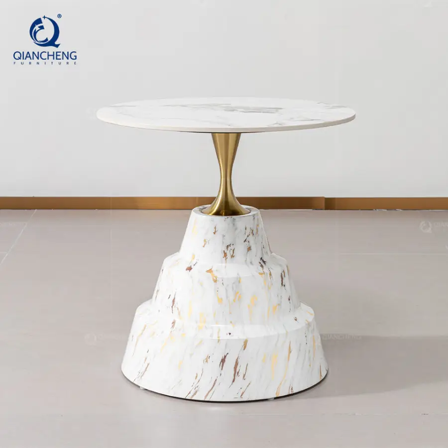 Nordic Quality Hourglass Shaped Round Ceramic Coffee Table Simple Cheap Modern Metal Sofa Tea End Side for Living Room Furniture — image 5