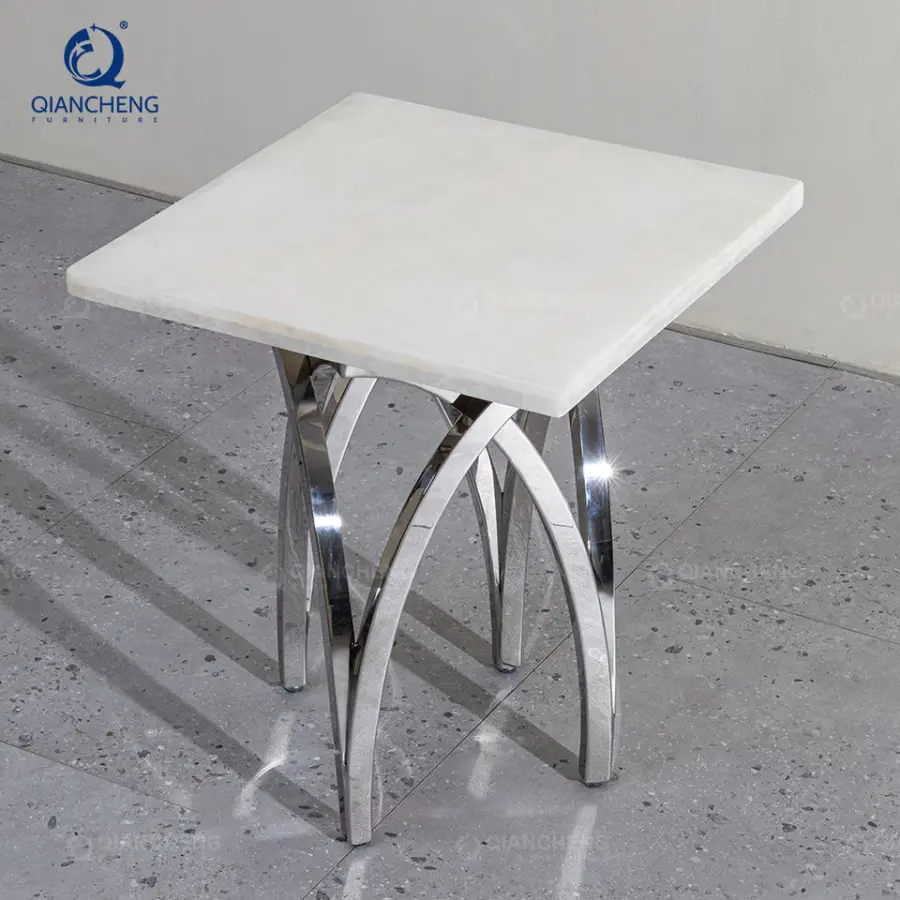 QIANCHENG Professional Foshan Manufacturer Stainless Steel Side Table Designer Small Sofa Coffee Tables — image 3