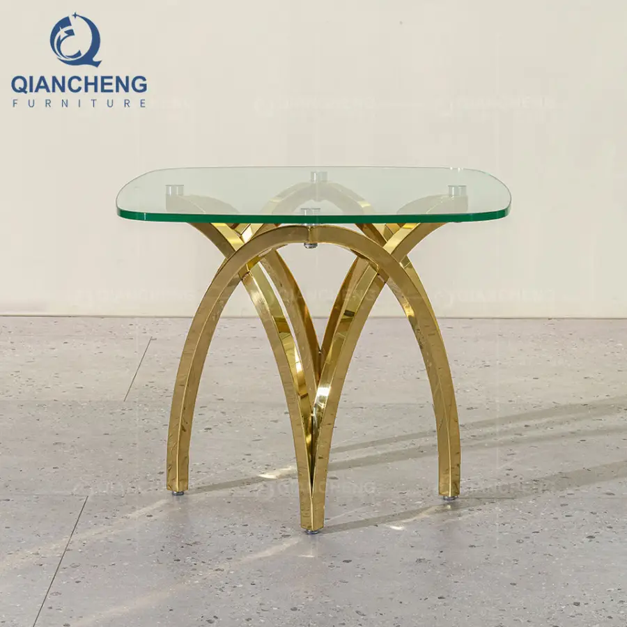QIANCHENG Professional Foshan Manufacturer Stainless Steel Side Table Designer Small Sofa Coffee Tables — image 4
