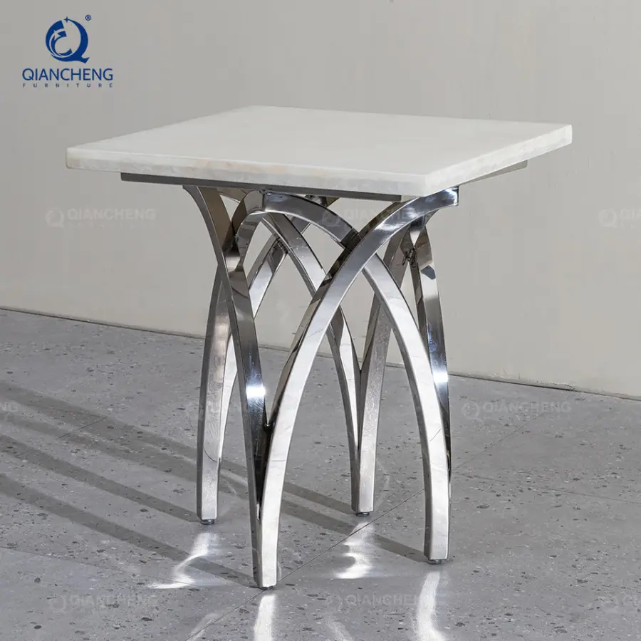QIANCHENG Professional Foshan Manufacturer Stainless Steel Side Table Designer Small Sofa Coffee Tables — image 5