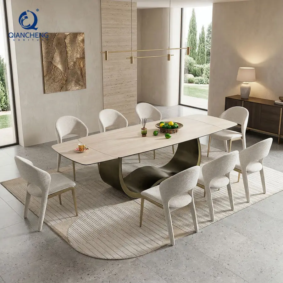 Luxury Extendable Elegant Modern Transformer Dining Table Extendable for Home Apartment Furniture Multi-functional Dinin — view 1