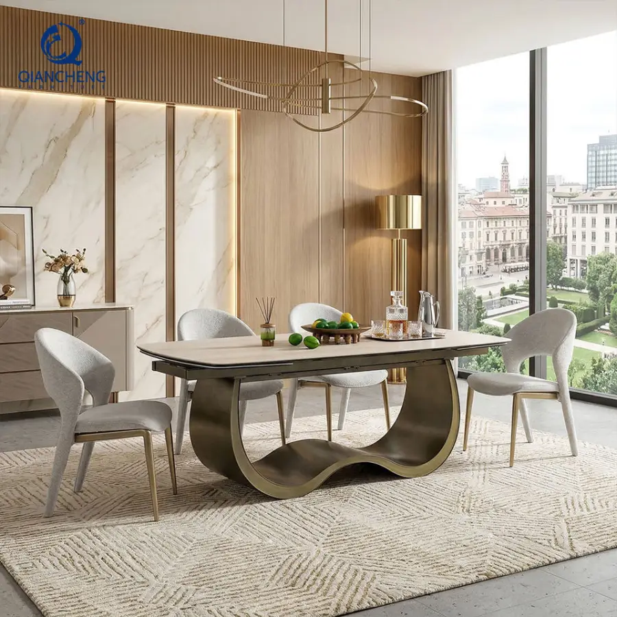 Luxury Extendable Elegant Modern Transformer Dining Table Extendable for Home Apartment Furniture Multi-functional Dining Table — image 3
