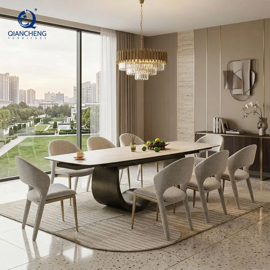 Luxury Extendable Elegant Modern Transformer Dining Table Extendable for Home Apartment Furniture Multi-functional Dining Table — image 4