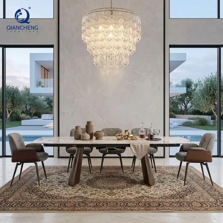 New Design Rotating Folding and Expandable Multifunction Dining Table Luxury Modern 10 Seater Dining Table Home Furniture Foshan — image 3