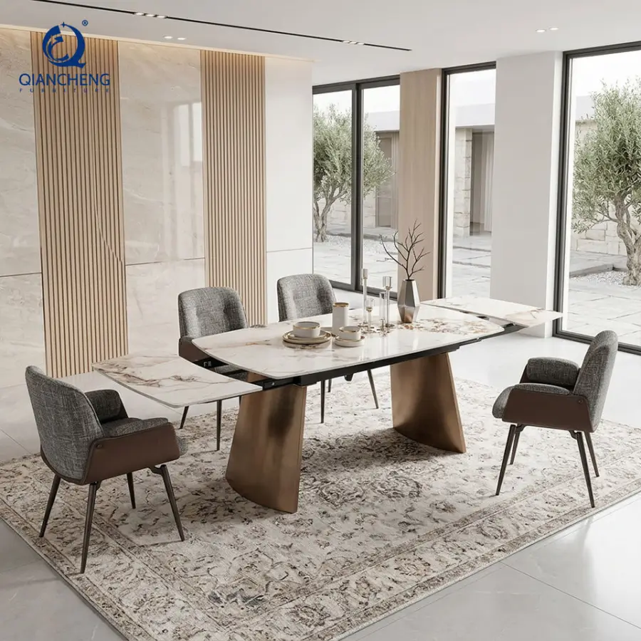 New Design Rotating Folding and Expandable Multifunction Dining Table Luxury Modern 10 Seater Dining Table Home Furniture Foshan — image 4