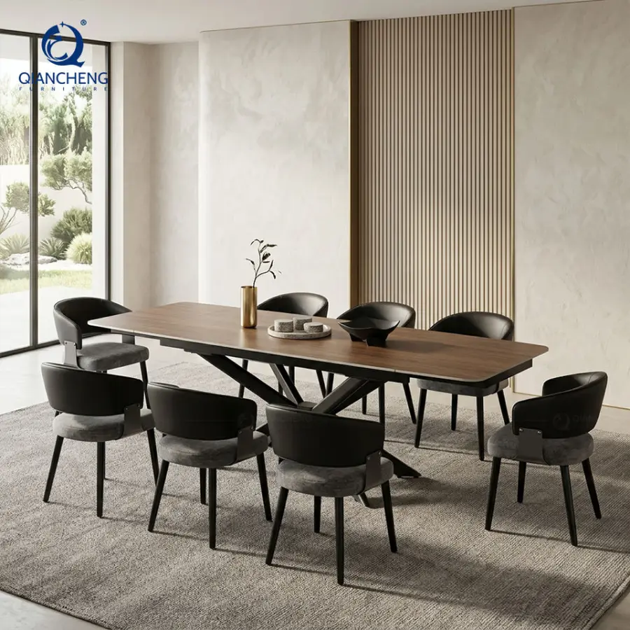 12MM Thick Sintered Ceramic Table Top Extendable Dining Table with Metal Leg Multiple Function Home Office Table Sets — image 3