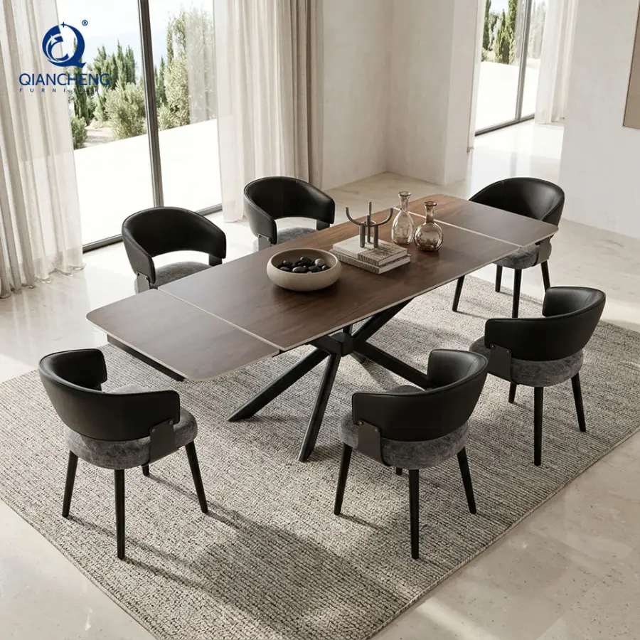 12MM Thick Sintered Ceramic Table Top Extendable Dining Table with Metal Leg Multiple Function Home Office Table Sets — image 4
