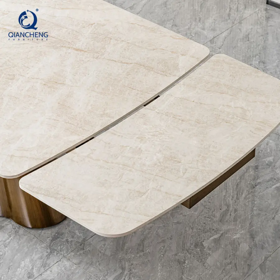 Foshan Extensible Dining Table Luxury Multifunctional Foldable Adjustable Stone Rock Slab Dinning Table 12 Seat Modern Furniture — image 5