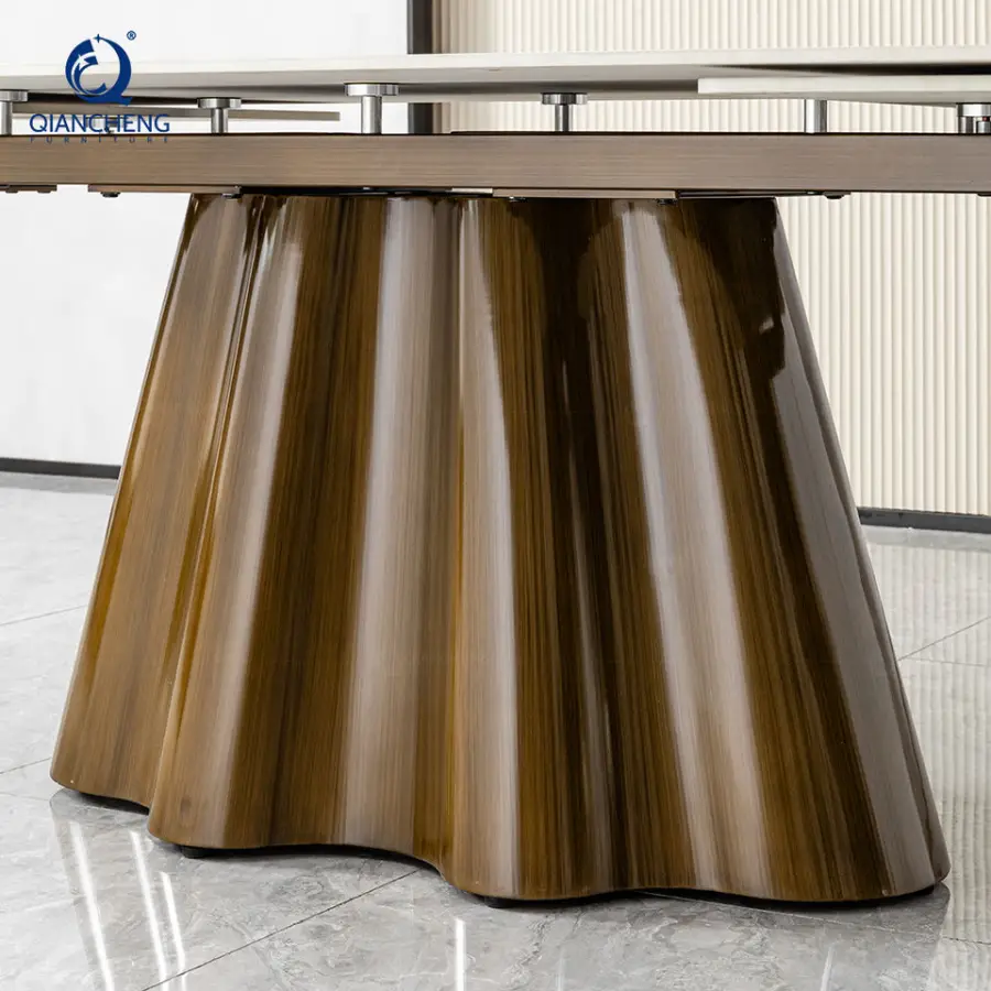 Foshan Extensible Dining Table Luxury Multifunctional Foldable Adjustable Stone Rock Slab Dinning Table 12 Seat Modern Furniture — image 6