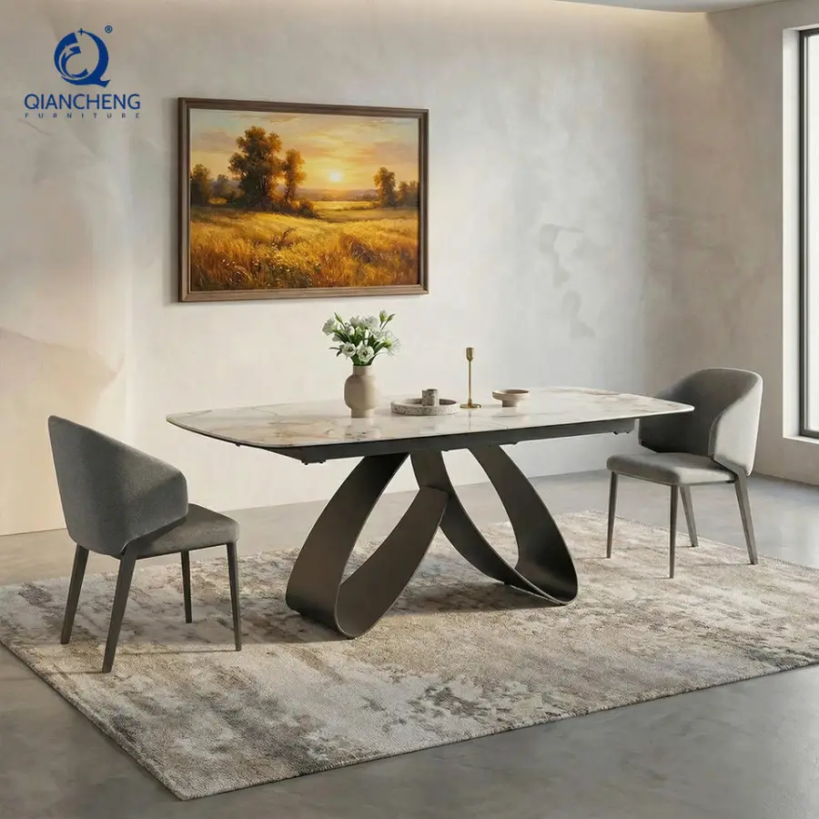 Wholesale Ceramic Extending Foldable Dining Table for 12 Person Custom Space Saving Furniture Folding Dining Table and Chair Set — image 4