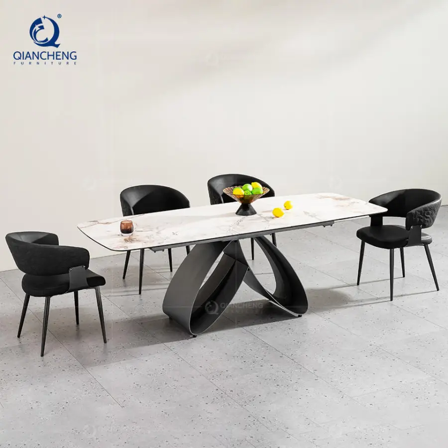 Wholesale Ceramic Extending Foldable Dining Table for 12 Person Custom Space Saving Furniture Folding Dining Table and Chair Set — image 6