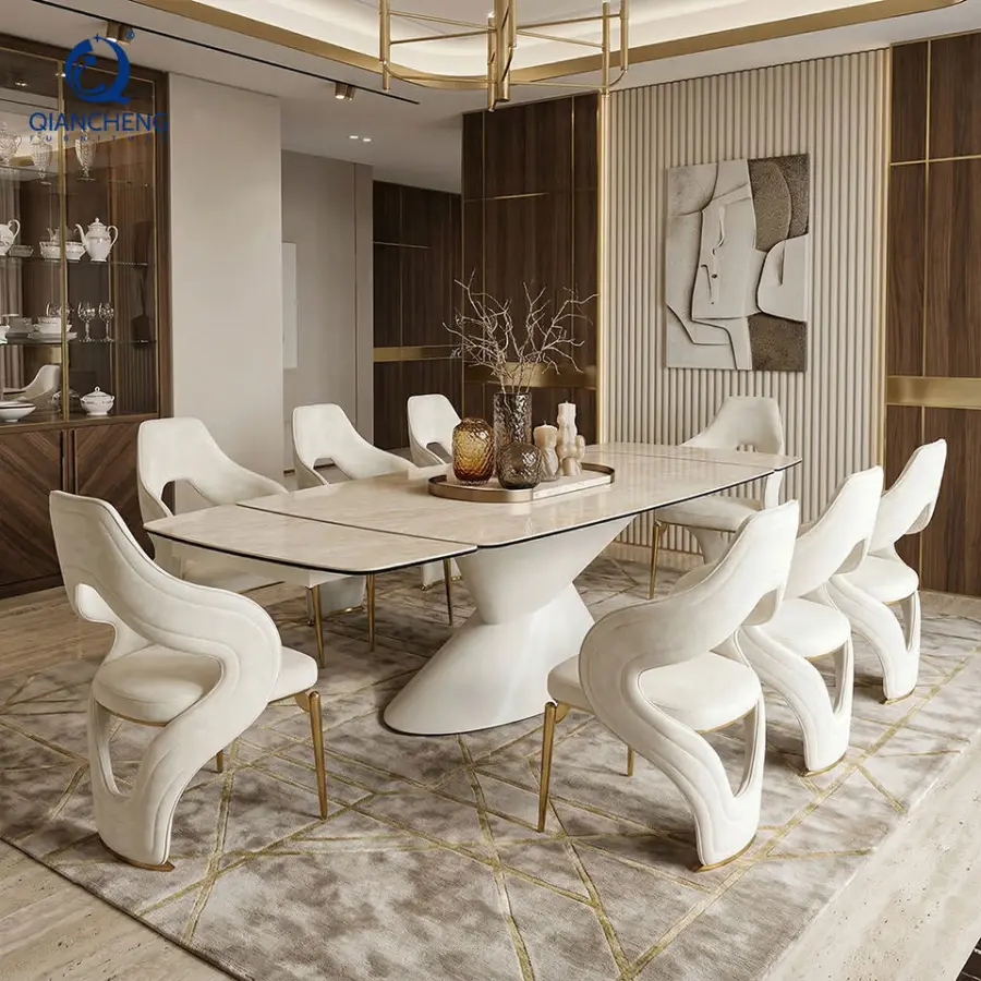 Multifunctional Extendable Folding Dining Table with Metal Legs for Space-saving Dinning Room Furniture Transformer Design — image 5