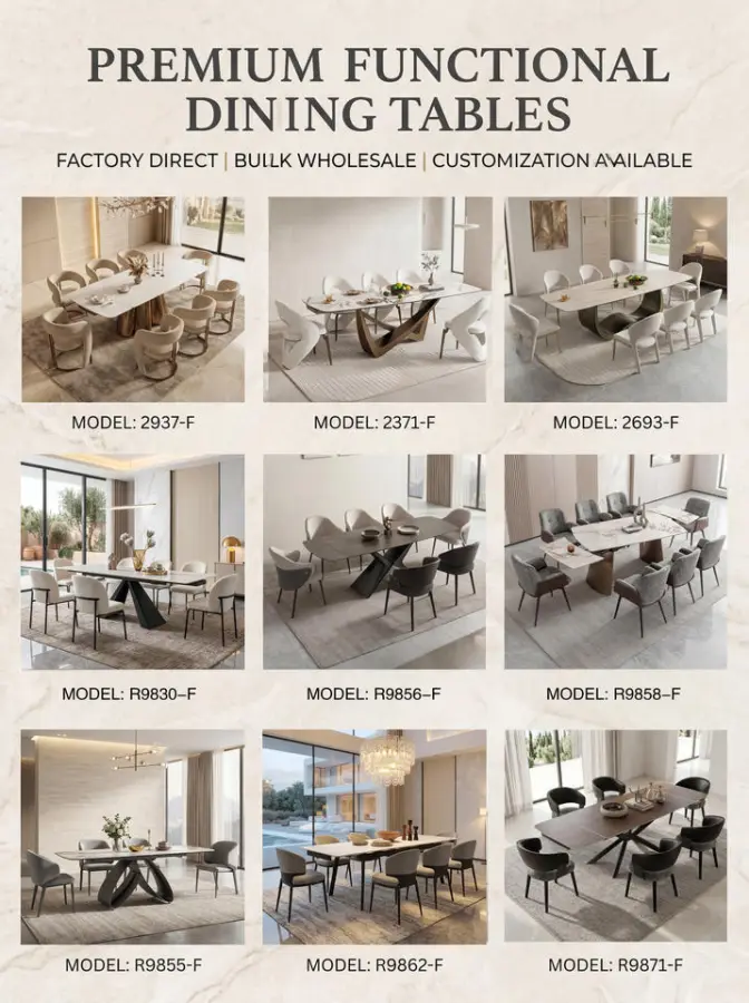 Customized Modern Furniture Space Saving Iron Metal Feet Dinning Table Stone Slate Top White Extendable Dining Table — image 7