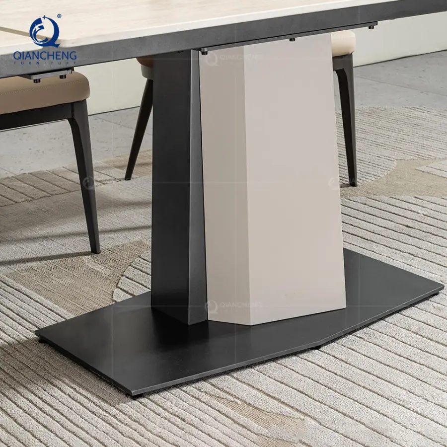 Italian High End Extendable Dining Table Set Villa Furniture Manufacturer Guangzhou Modern 12 Seater Sintered Stone Dining Table — image 5