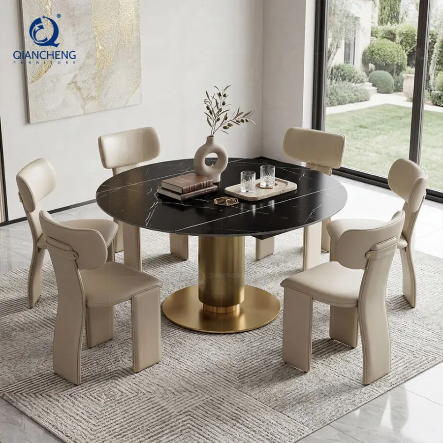 OEM Extendable Round Indoor Adjustable Dining Room Table with Chair Oval Circular Tavolo Da Pranzo Allungabile Table Extensible — image 4