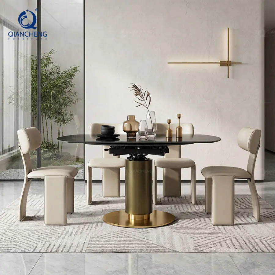 OEM Extendable Round Indoor Adjustable Dining Room Table with Chair Oval Circular Tavolo Da Pranzo Allungabile Table Extensible — image 5