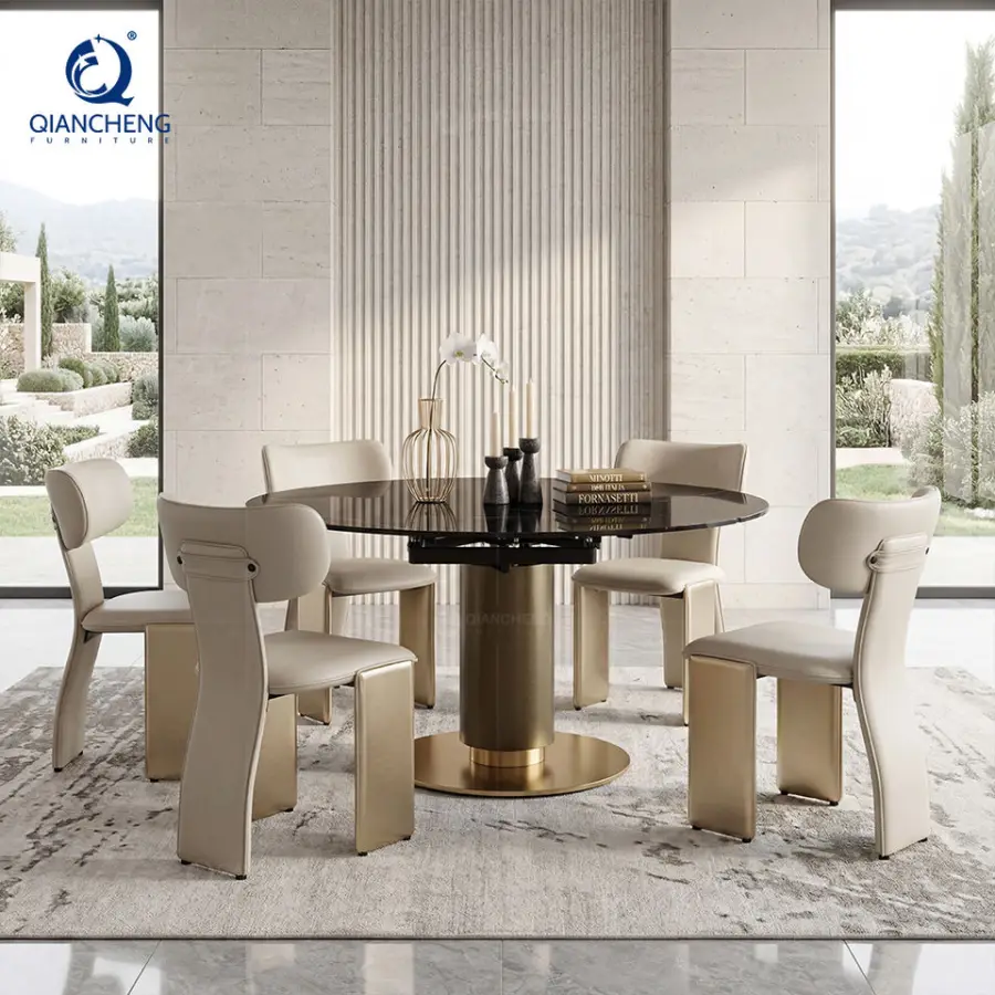 OEM Extendable Round Indoor Adjustable Dining Room Table with Chair Oval Circular Tavolo Da Pranzo Allungabile Table Extensible — image 6