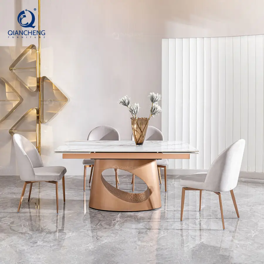 Modern Kitchen Island Mesas De Comedor Extensibles Extendable Dining Table and Chair Luxury Italian Tavolo Da Pranzo Allungabile — image 4
