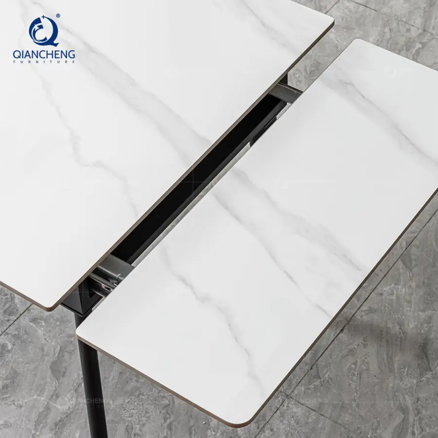 Extendable Dining Table With 12MM Thickness Sintered Stone Ceramic Table Top Metal Leg Multiple Functions Dining Room Furniture — image 6