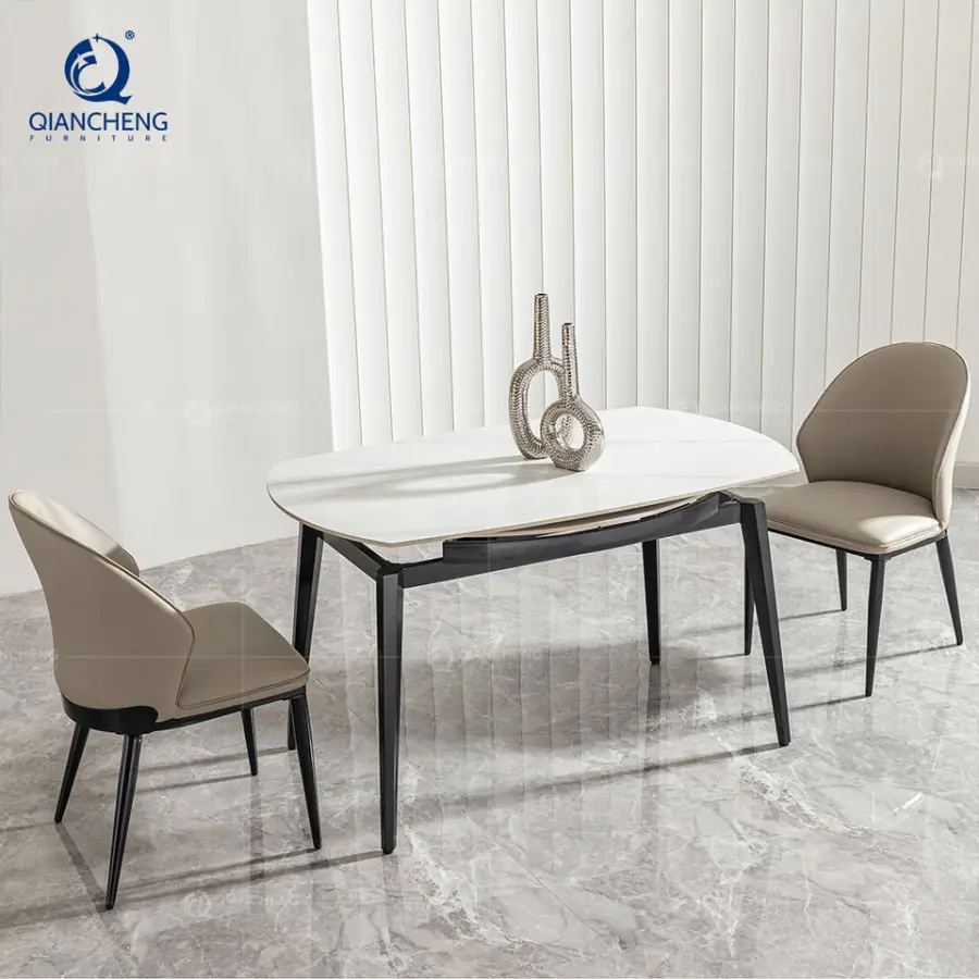 Italian Design Dining Table Oblong Extending to Round Modern Kitchen Island with Extendable Dining Table for 6 or 8 People — image 3