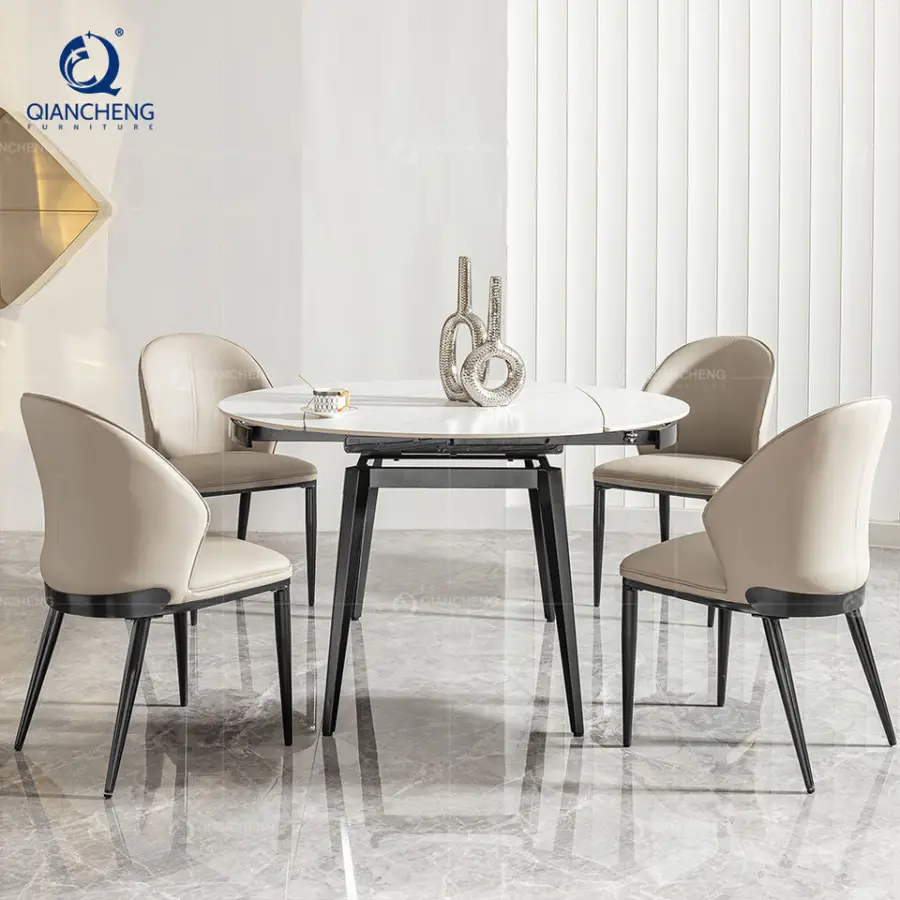 Italian Design Dining Table Oblong Extending to Round Modern Kitchen Island with Extendable Dining Table for 6 or 8 People — image 4