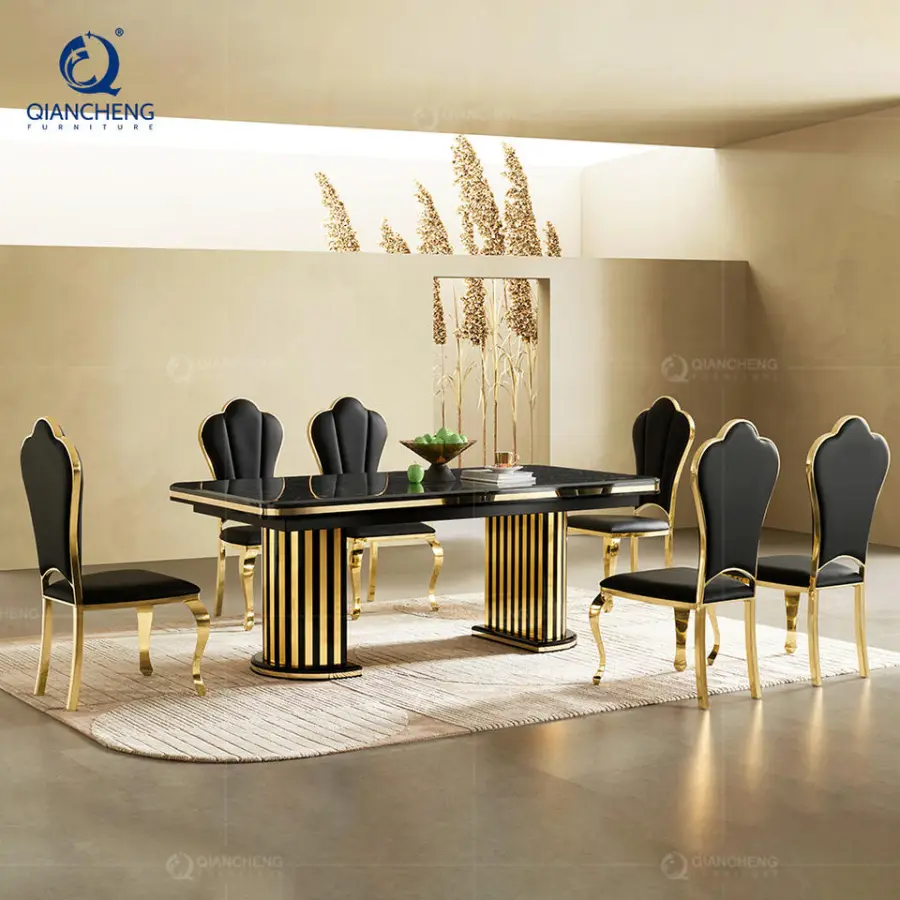 Modern butterfly Leaf Extendable Dining Table Nordic Multi-functional Foldable Solid Wood and Stainless Steel Frame Dining Table — image 4