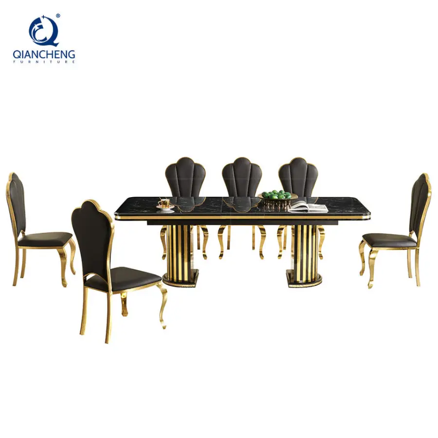 Modern butterfly Leaf Extendable Dining Table Nordic Multi-functional Foldable Solid Wood and Stainless Steel Frame Dining Table — image 5