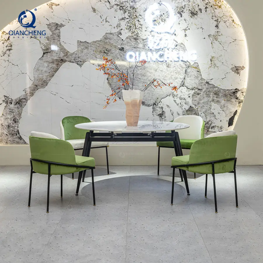 Italian Rock Slab Outdoor Extendable Dining Table Luxury High End Household Small Apartment Rectangular Round Iron Folding Table — image 3