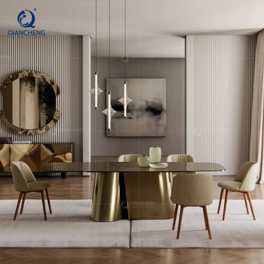 Dining Room Furniture Sintered Stone Kitchen Table Island Luxury Folding Space Saving Extendable Tabletop Design Dining Table — image 5
