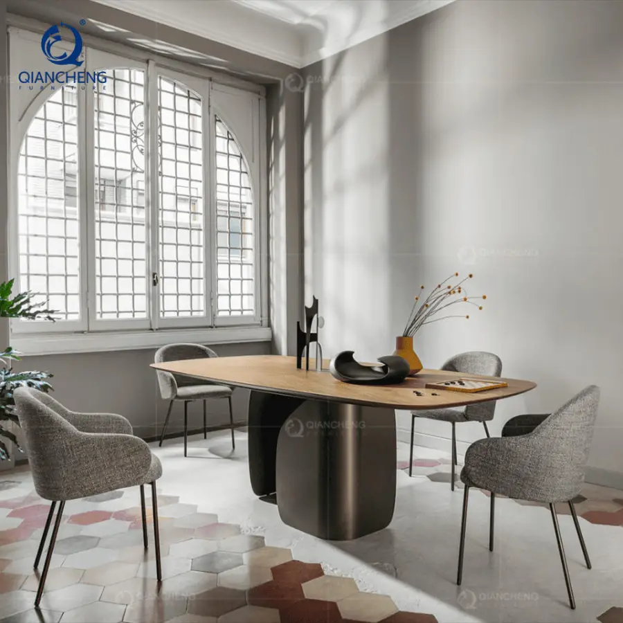 Qiancheng Guangdong Smart Extendable Dining Table Set 10 Seater Folding Movable Dining Table Mechanism Luxury Furniture — image 4