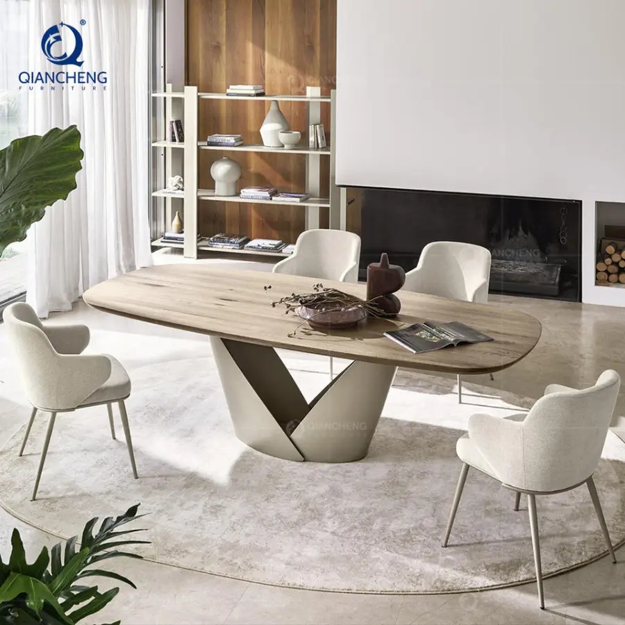 Qiancheng 70.8 Inch Extendable Dining Table Grey Rectangle 12mm Marble Ceramic Top Carbon Steel Frame With Black Powder Coating — image 4