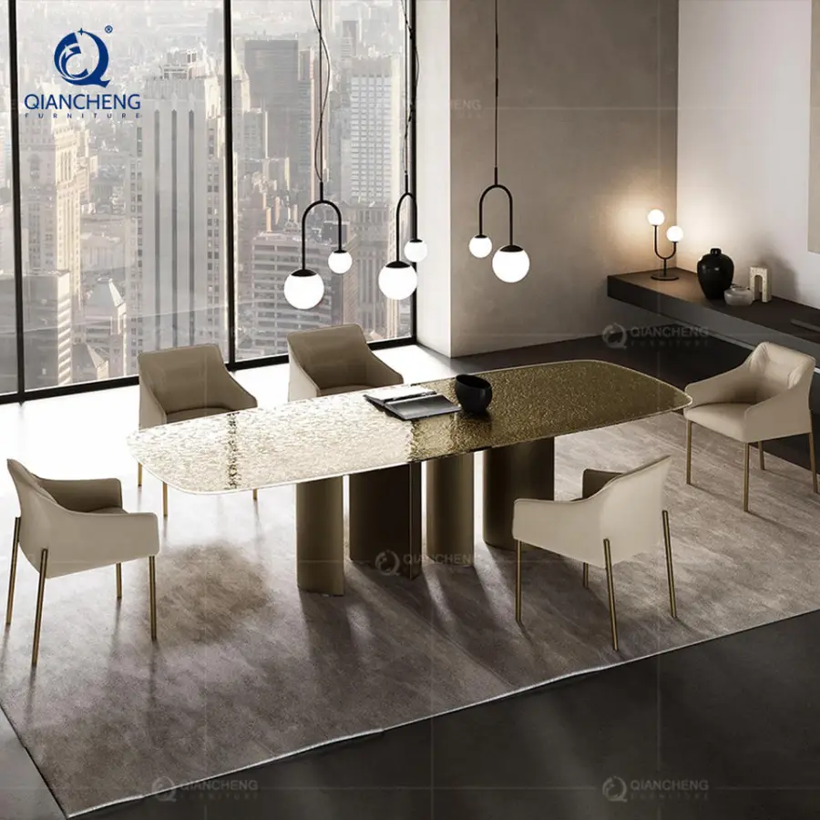 Modern Space-saving Dining Table and Chair Set Minimalist Style Folder Artist Stone Slate Extendable Dining Room Table — image 3