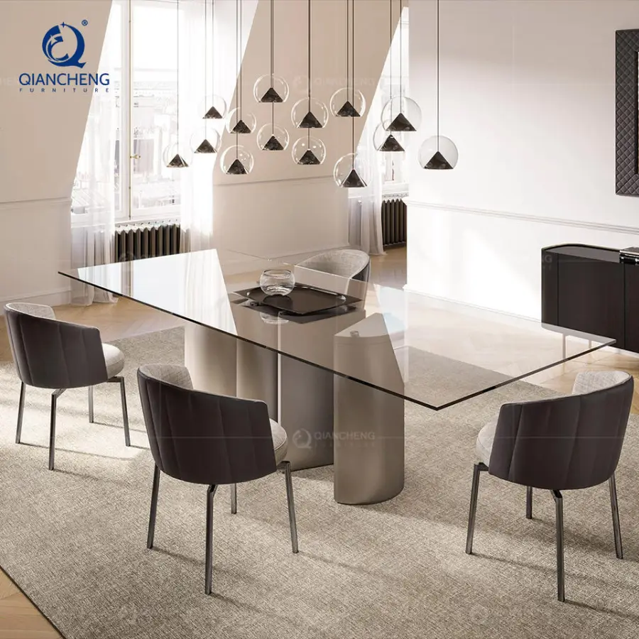 Modern Space-saving Dining Table and Chair Set Minimalist Style Folder Artist Stone Slate Extendable Dining Room Table — image 4