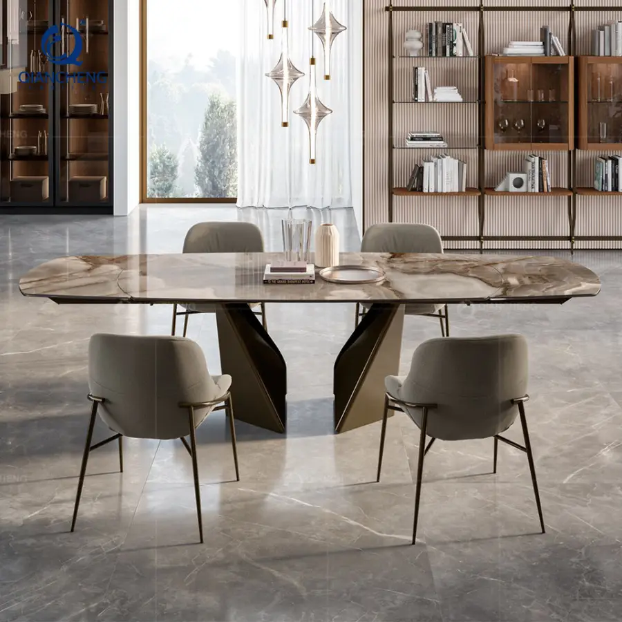 Extendable Dinning Table Modern Design Dining Room Furniture Restaurant Hotel Luxury Ceramic Marble Dining Table — view 1