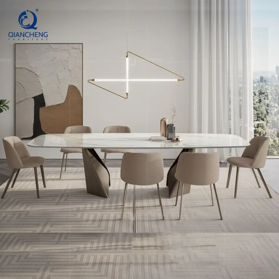 Extendable Dinning Table Modern Design Dining Room Furniture Restaurant Hotel Luxury Ceramic Marble Dining Table — image 3