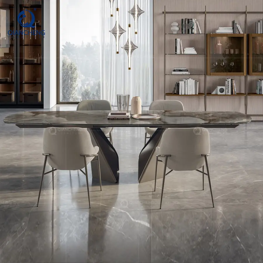 Extendable Dinning Table Modern Design Dining Room Furniture Restaurant Hotel Luxury Ceramic Marble Dining Table — image 4