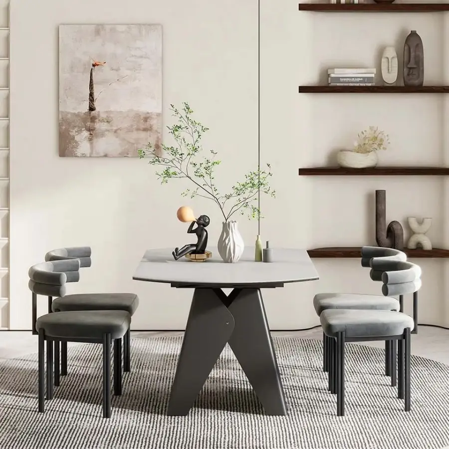 Folded Extendable Oval Dining Table With 8 Chair Outdoor Large Stainless Steel Metal Folding Restaurant Table Round — image 3