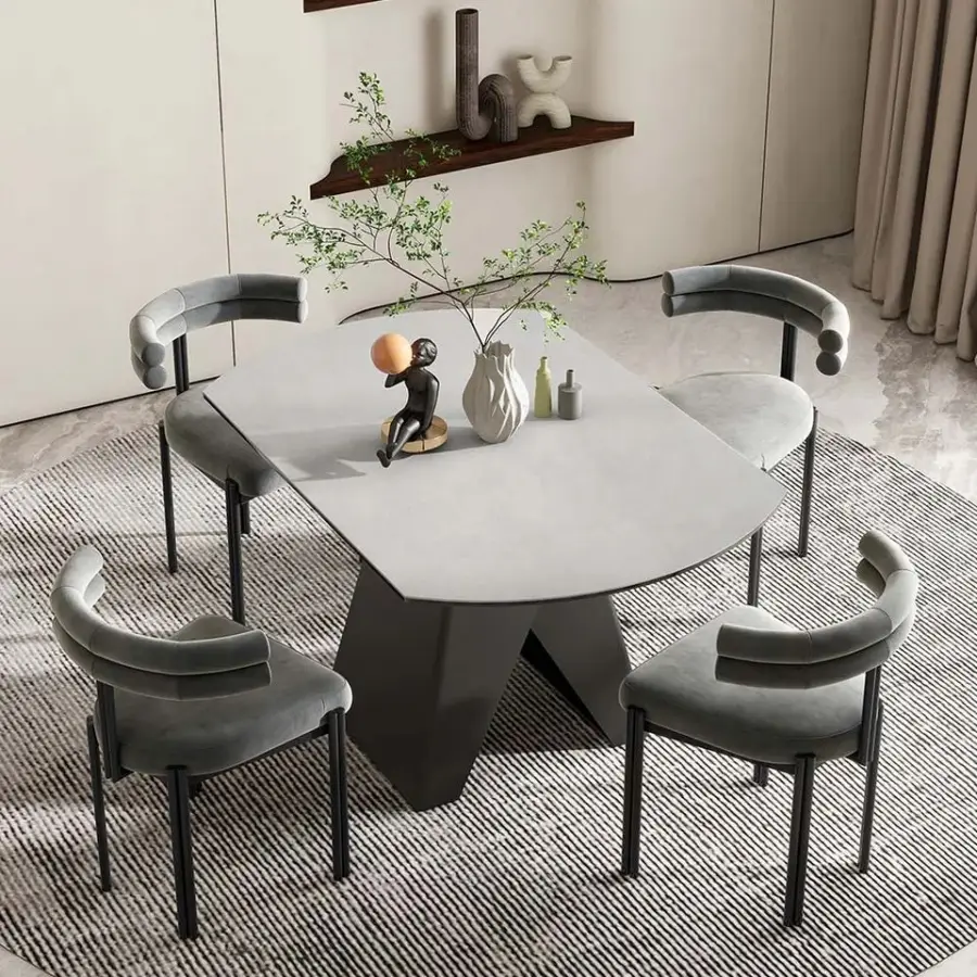 Folded Extendable Oval Dining Table With 8 Chair Outdoor Large Stainless Steel Metal Folding Restaurant Table Round — image 4