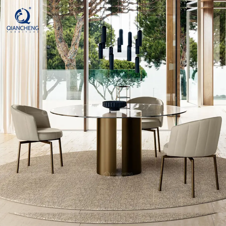 Designer Foldable Fold Down Dinning Table Modern Nordic Kitchen Circle Extendable Folding Movable Dining Table Set with Chair — image 4